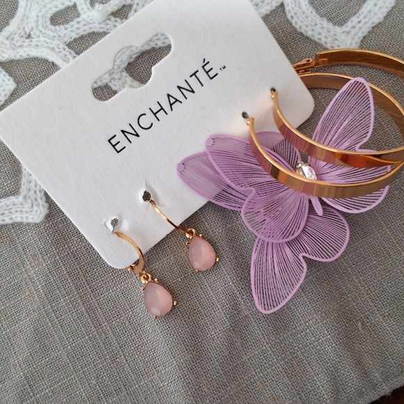 Enchante, Various NEW, Gold Dangle Butterfly & Hoop Earrings - Picture 4 of 5